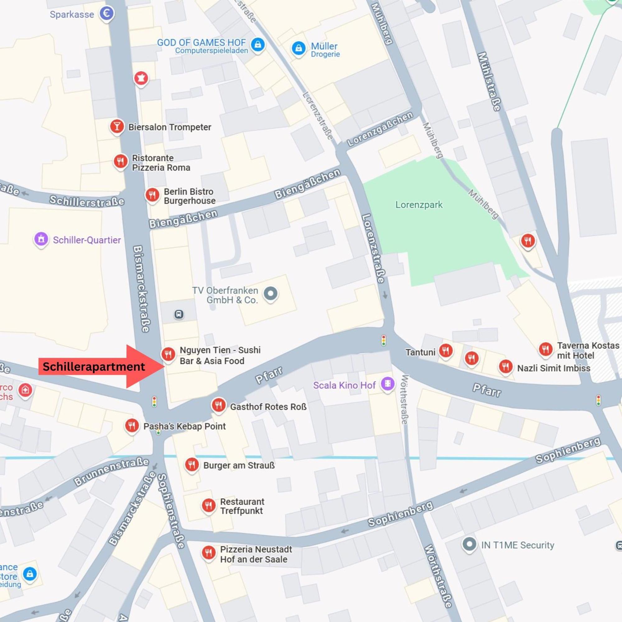 Schillerapartment Hof, Kueche, 24H Digital-Checkin, Parkplatz, Wlan250Mbit Hof  Zewnętrze zdjęcie